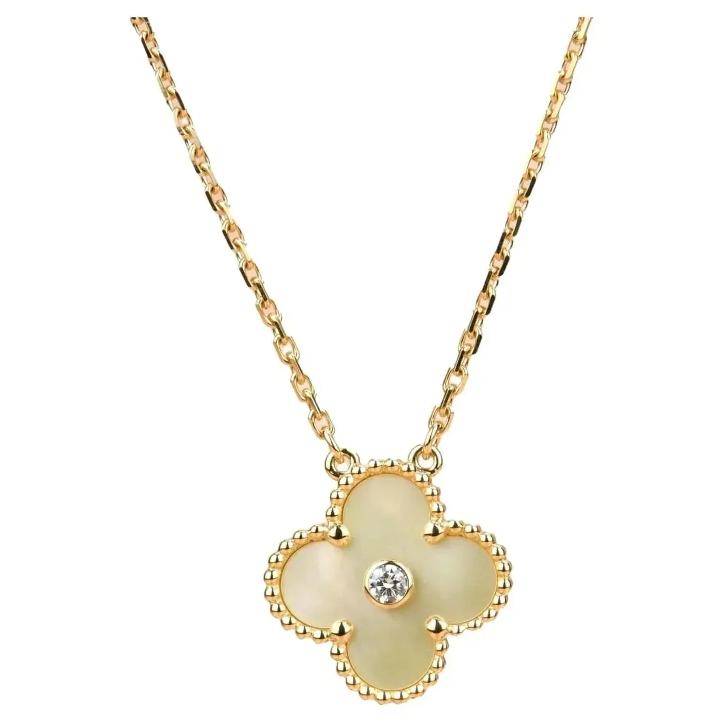 [Windsor Jewelry]CLOVER 15MM DIAMOND GOLD MOTHER OF PEARL NECKLACE