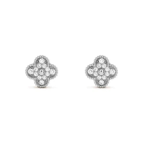 [Windsor Jewelry]CLOVER 1 MOTIFS DIAMOND STUD EARRINGS SILVER
