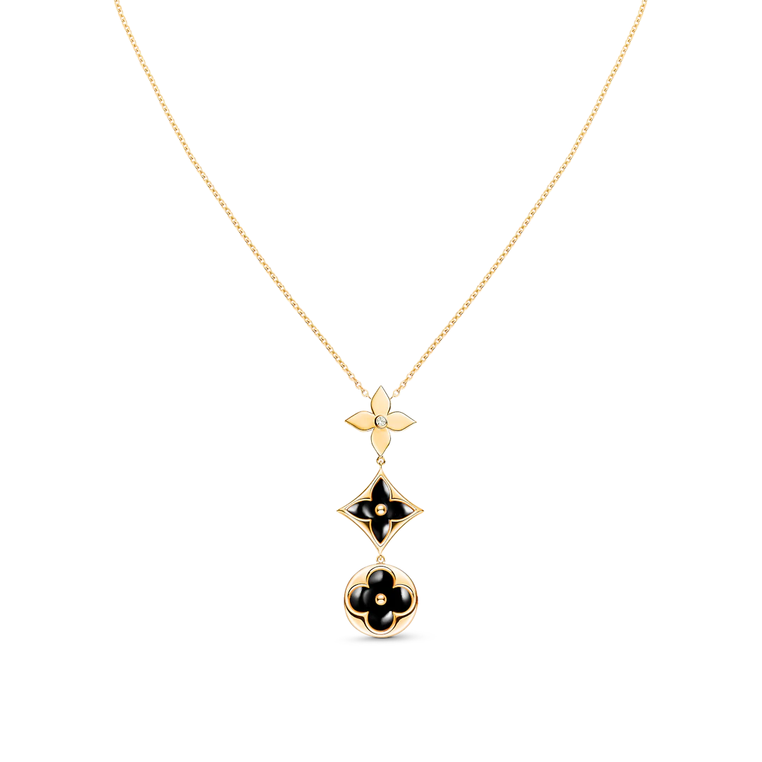 [Windsor Jewelry]STAR AND SUN ONYX PINK GOLD NECKLACE