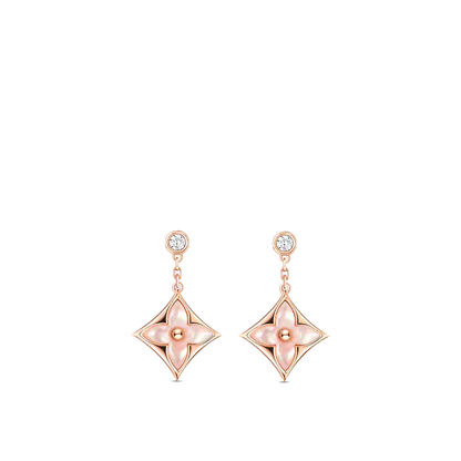 [Windsor Jewelry]DOUBLE STAR PINK GOLD MOP DROP EARRINGS