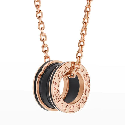 [Windsor Jewelry]ZERO 1 BLACK CERAMIC PINK GOLD NECKLACE