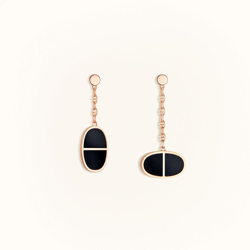 [Windsor Jewelry]CHAINE VERSO BLACK CERAMIC EARRINGS