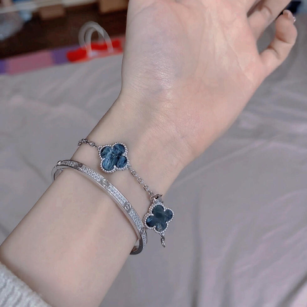 [Windsor Jewelry]CLOVER 5 MOTIF PIETERSITE SILVER BRACELET