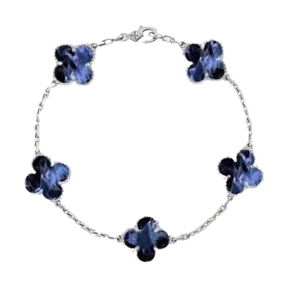 [Windsor Jewelry]CLOVER 5 MOTIF PIETERSITE SILVER BRACELET