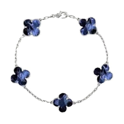 [Windsor Jewelry]CLOVER 5 MOTIF PIETERSITE SILVER BRACELET