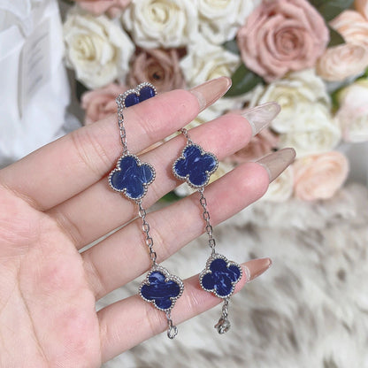 [Windsor Jewelry]CLOVER 5 MOTIF PIETERSITE SILVER BRACELET