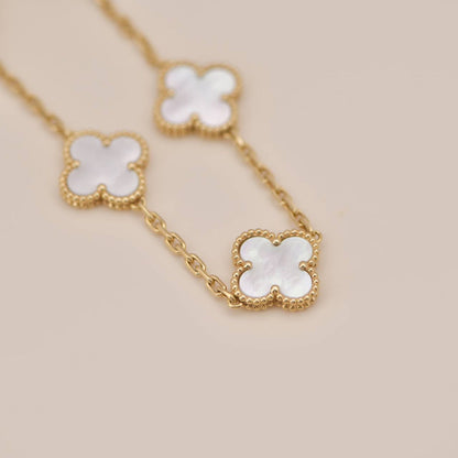 [Windsor Jewelry]CLOVER  5 MOTIF WHITE MOP BRACELET