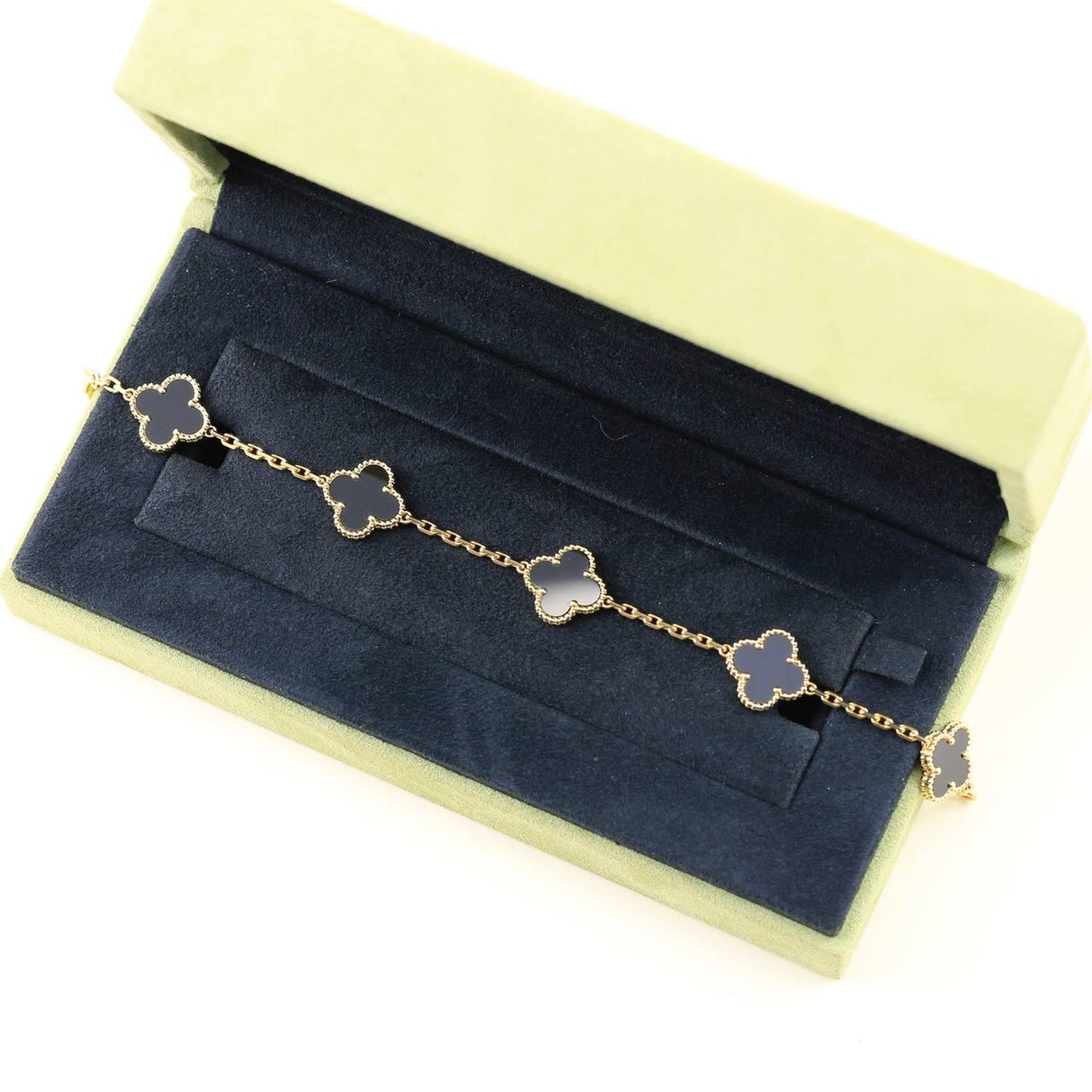 [Windsor Jewelry]CLOVER  5 MOTIFS BLACK ONYX BRACELET