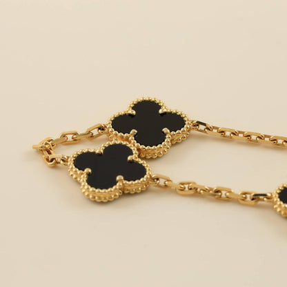 [Windsor Jewelry]CLOVER  5 MOTIFS BLACK ONYX BRACELET