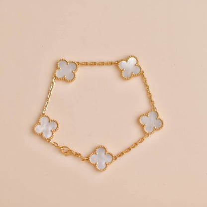 [Windsor Jewelry]CLOVER  5 MOTIF WHITE MOP BRACELET