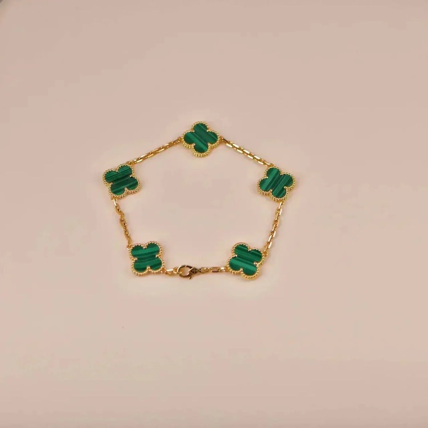 [Windsor Jewelry]CLOVER 5 MOTIFS MALACHITE BRACELET