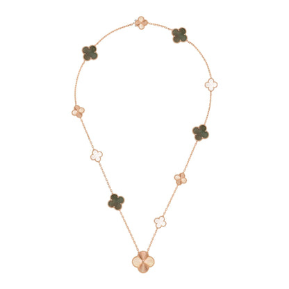 [Windsor Jewelry]DETACHABLE CLOVER 15(11+4) FLOWER ROSE GOLD NECKLACE SET
