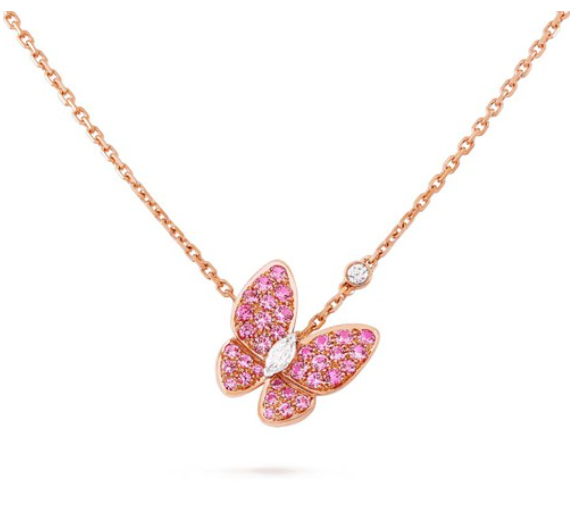 [Windsor Jewelry]BUTTERFLY RED DIAMOND ROSE GOLD NECKLACE
