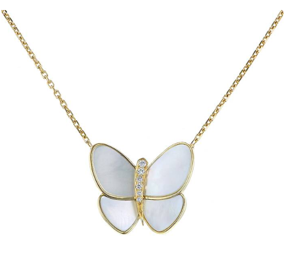 [Windsor Jewelry]BUTTERFLY GOLD MOP DIAMOND NECKLACE