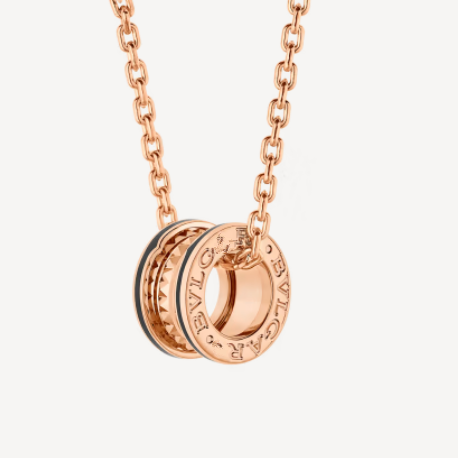 [Windsor Jewelry]ZERO 1 ROCK PEDANT PINK GOLD BLACK NECKLACE