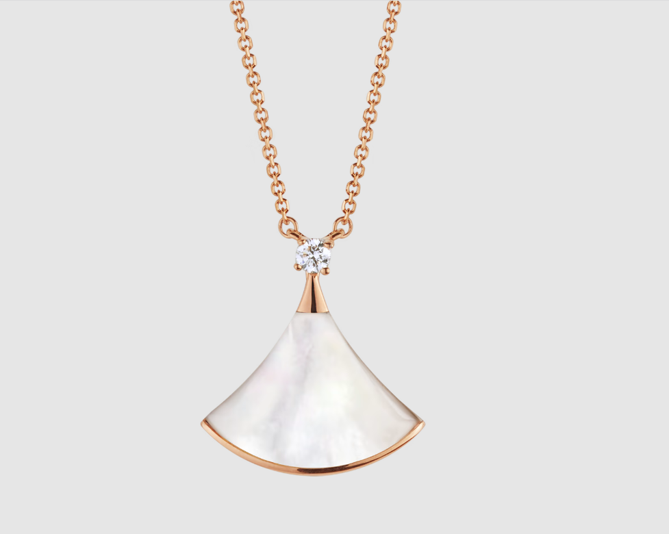 [Windsor Jewelry]DREAM NECKLACE WHITE MOP PINK GOLD 1 DIAMOND