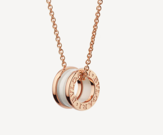 [Windsor Jewelry]ZERO 1 WHITE CERAMIC PINK GOLD NECKLACE