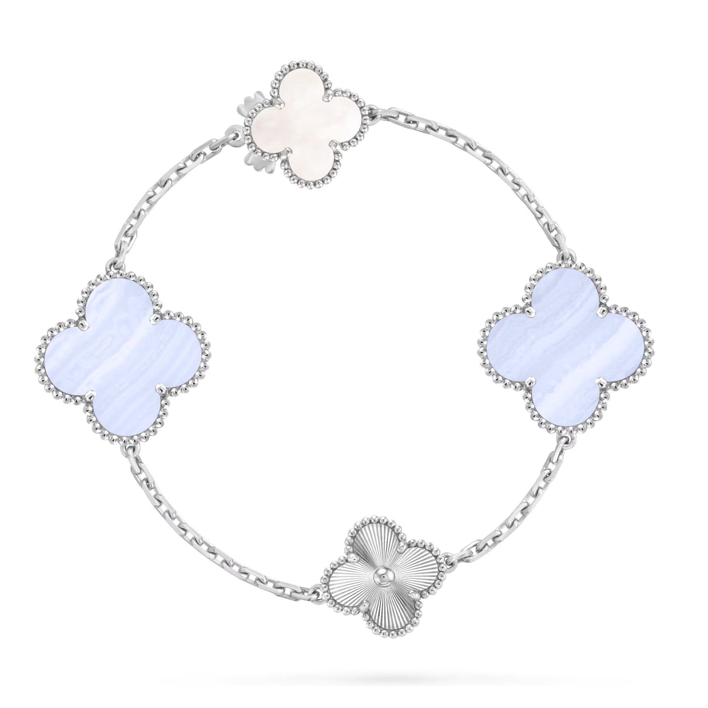 [Windsor Jewelry]DETACHABLE CLOVER 15(11+4) FLOWER SILVER NECKLACE SET