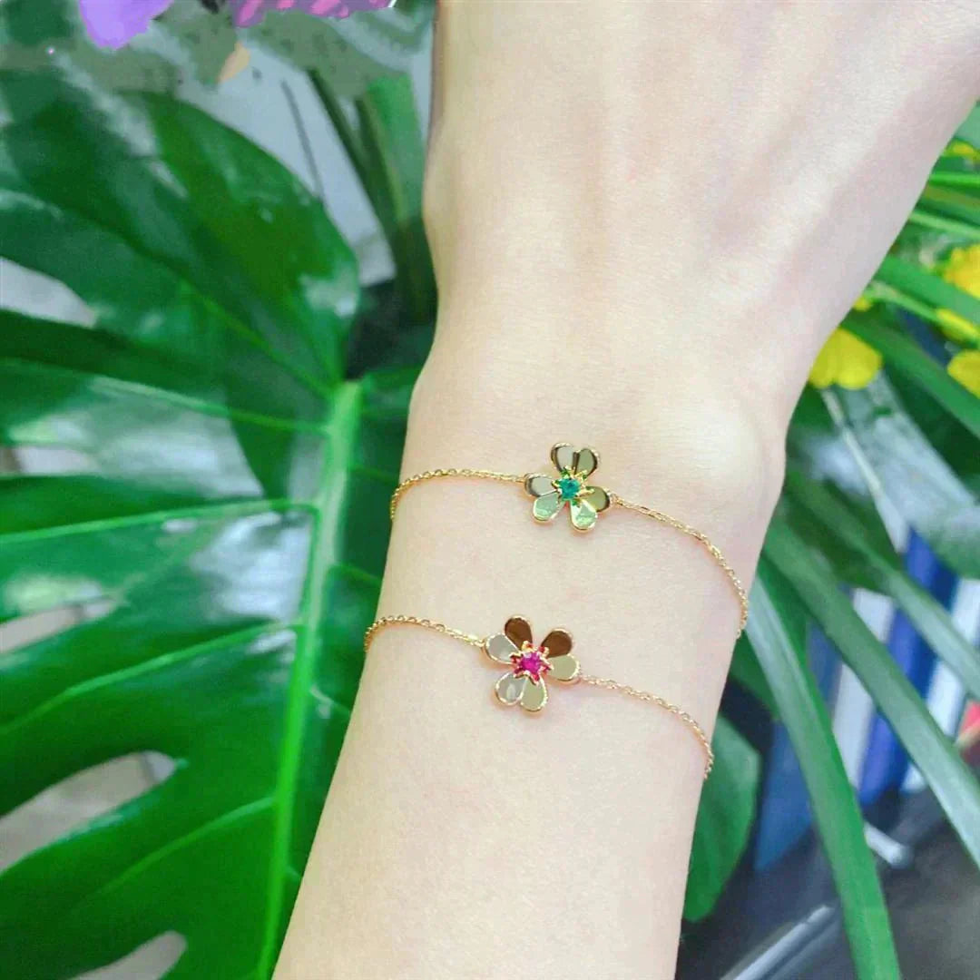[Windsor Jewelry]FRIVOLE GOLD FLOWER PINK MALACHITE BRACELET