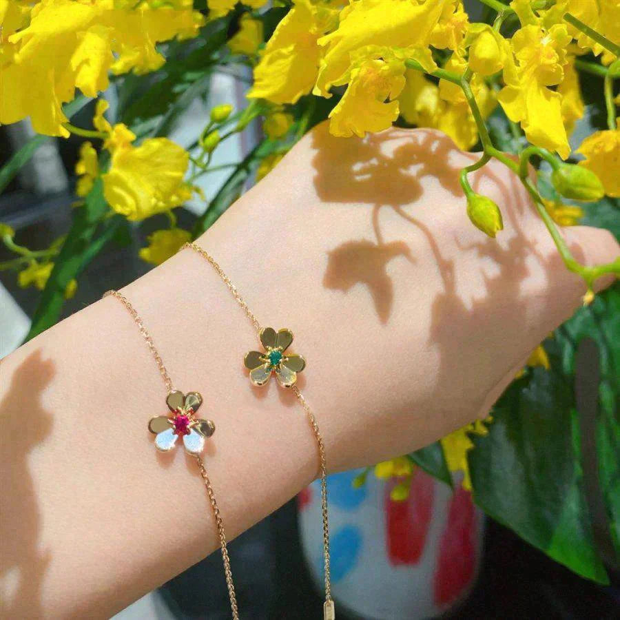[Windsor Jewelry]FRIVOLE GOLD FLOWER PINK MALACHITE BRACELET