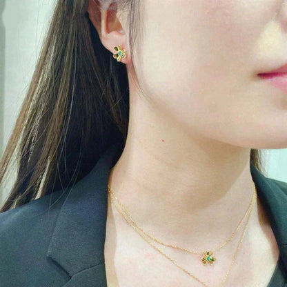 [Windsor Jewelry]FRIVOLE  FLOWER MALACHITE EARRINGS