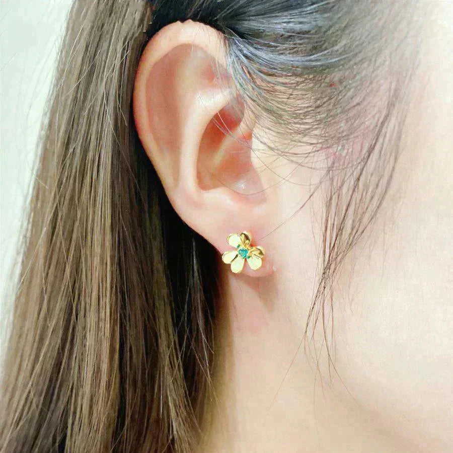 [Windsor Jewelry]FRIVOLE  FLOWER MALACHITE EARRINGS