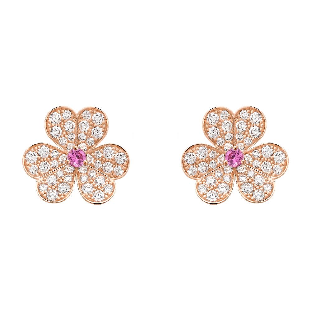 [Windsor Jewelry]FRIVOLE PINK GOLD FLOWER DIAMOND EARRINGS