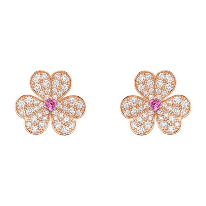 [Windsor Jewelry]FRIVOLE PINK GOLD FLOWER DIAMOND EARRINGS