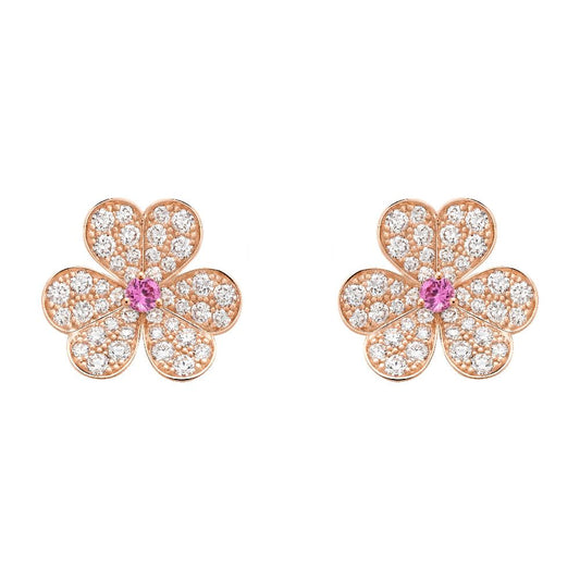 [Windsor Jewelry]FRIVOLE PINK GOLD FLOWER DIAMOND EARRINGS