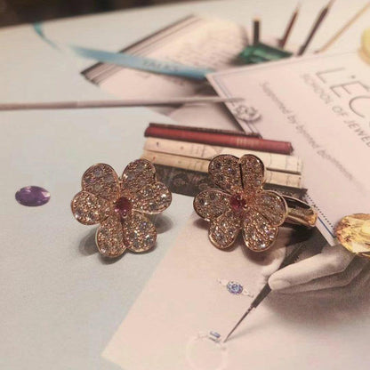 [Windsor Jewelry]FRIVOLE PINK GOLD FLOWER DIAMOND EARRINGS