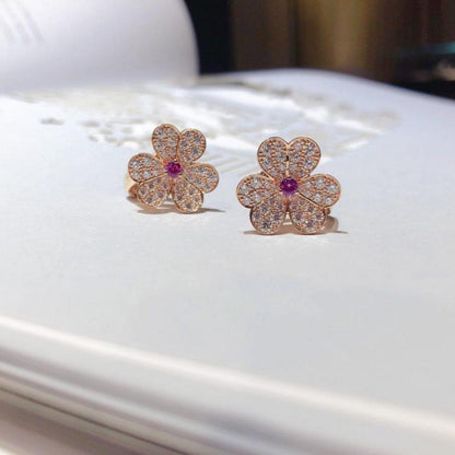 [Windsor Jewelry]FRIVOLE PINK GOLD FLOWER DIAMOND EARRINGS