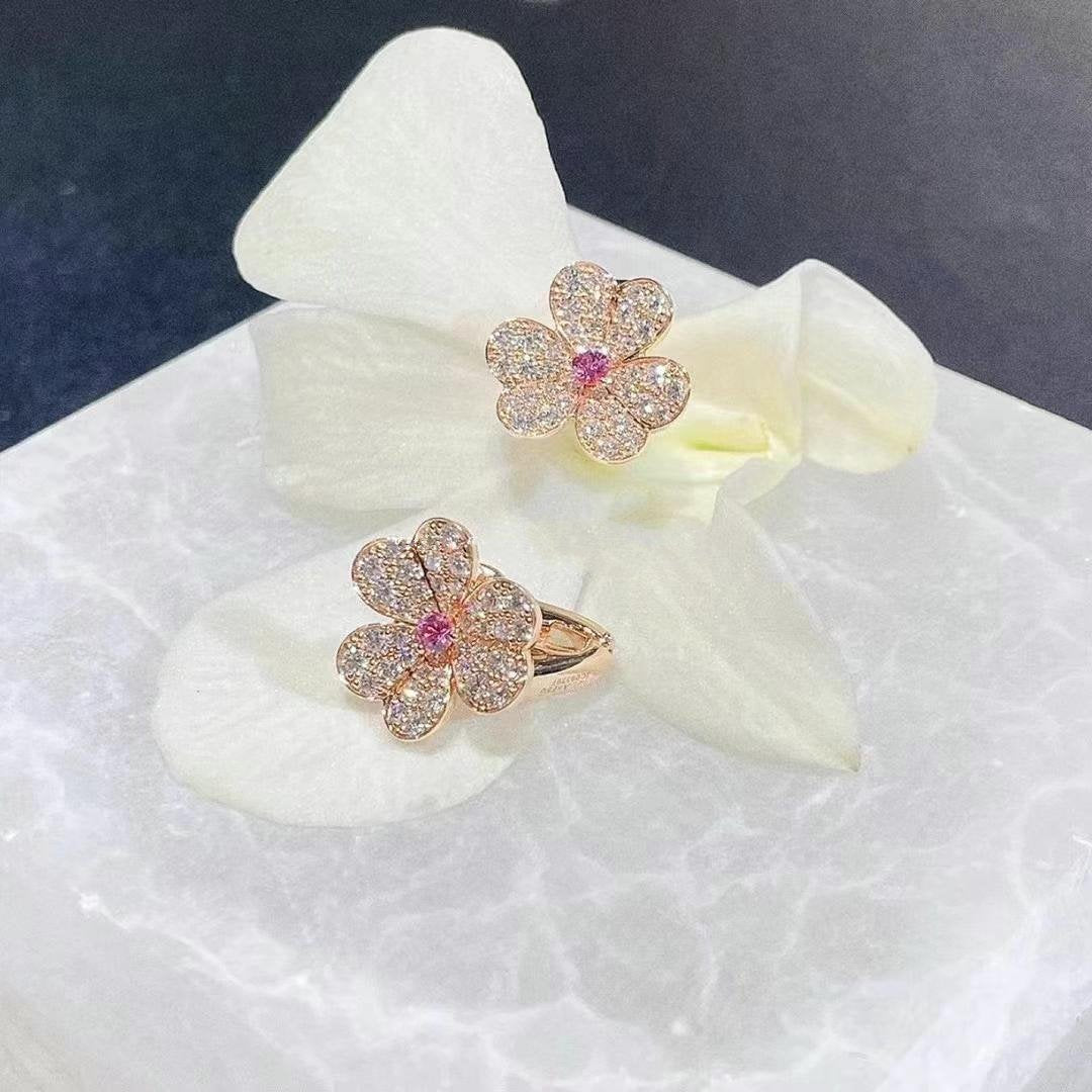 [Windsor Jewelry]FRIVOLE PINK GOLD FLOWER DIAMOND EARRINGS