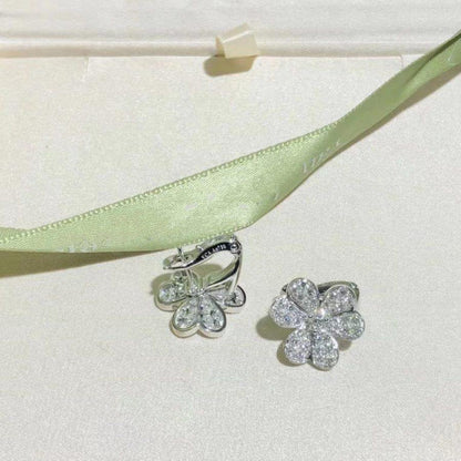 [Windsor Jewelry]FRIVOLE SILVER FLOWER DIAMOND EARRINGS