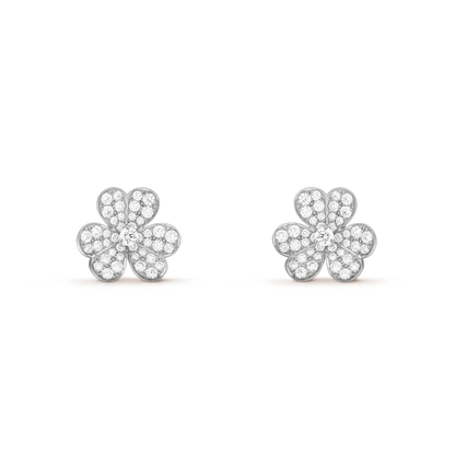 [Windsor Jewelry]FRIVOLE SILVER FLOWER DIAMOND EARRINGS