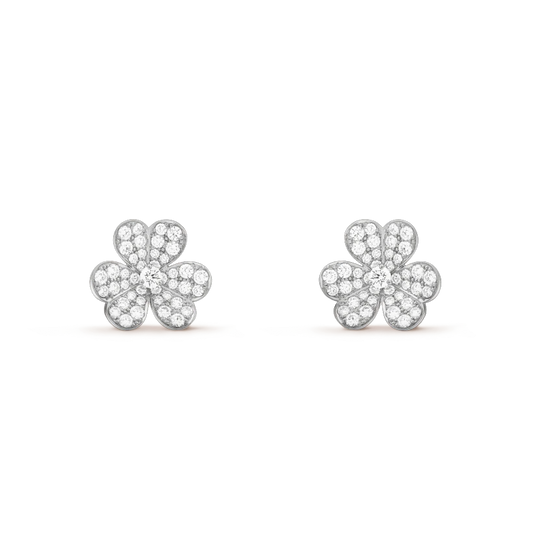[Windsor Jewelry]FRIVOLE SILVER FLOWER DIAMOND EARRINGS