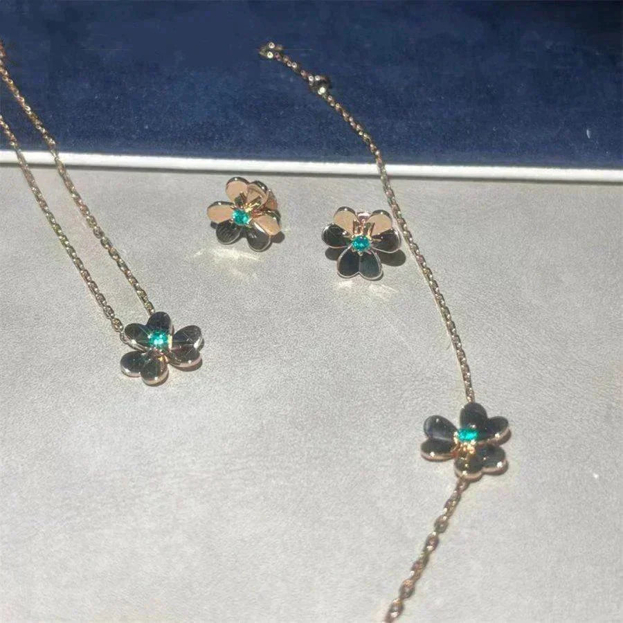 [Windsor Jewelry]FRIVOLE  FLOWER MALACHITE EARRINGS