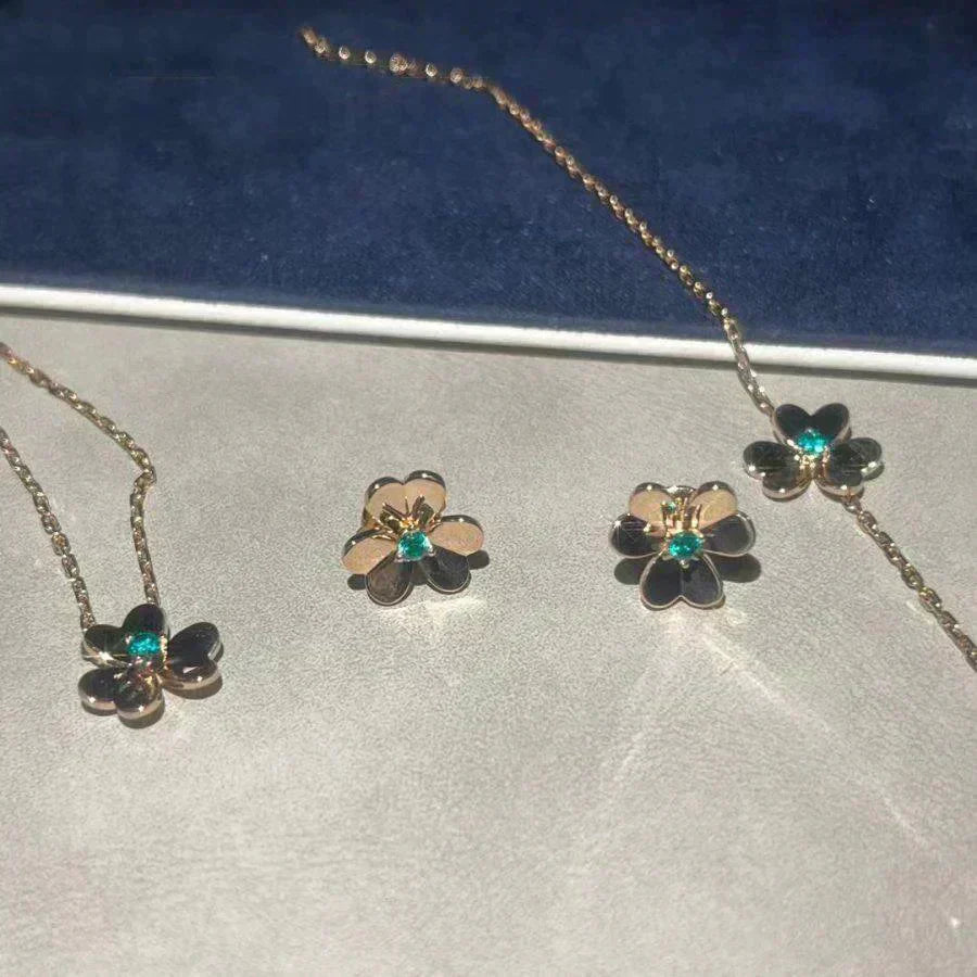 [Windsor Jewelry]FRIVOLE  FLOWER MALACHITE EARRINGS