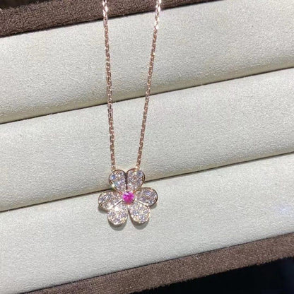 [Windsor Jewelry]FRIVOLE ROSE GOLD FLOWER DIAMOND NECKLACE