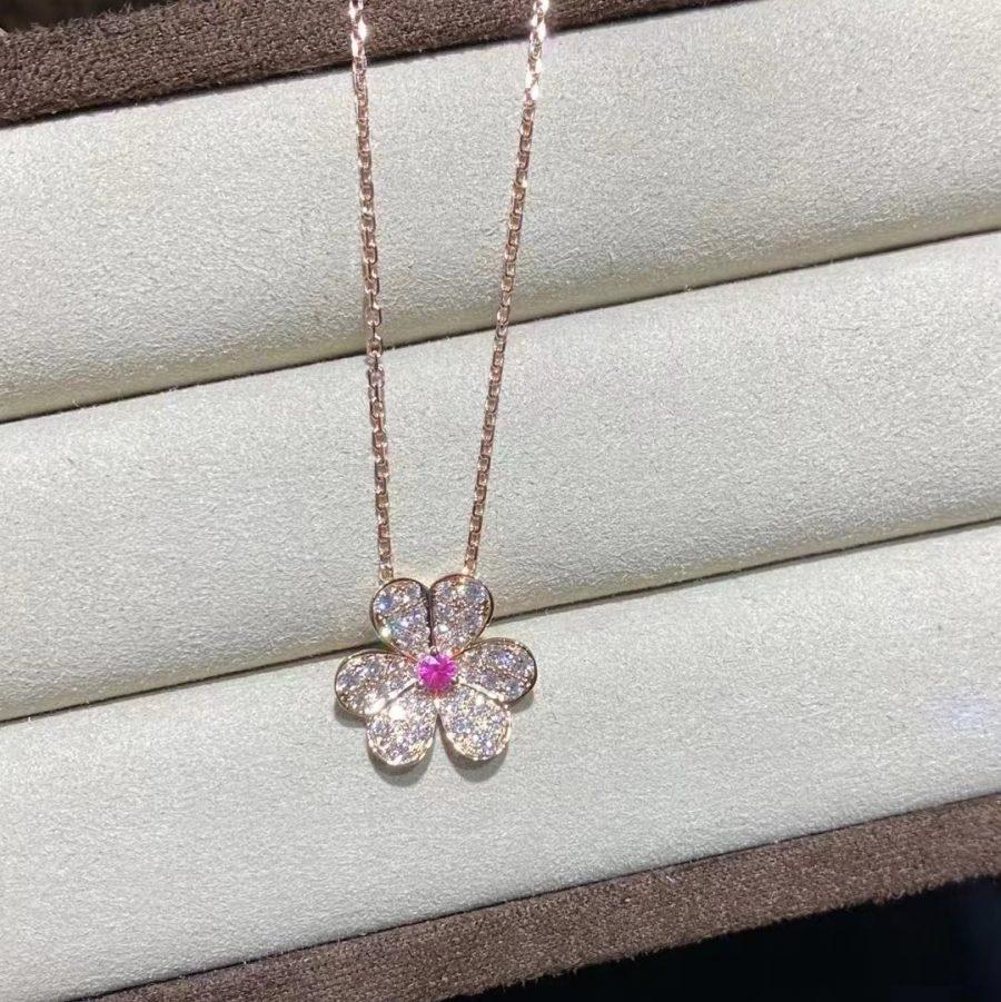 [Windsor Jewelry]FRIVOLE ROSE GOLD FLOWER DIAMOND NECKLACE