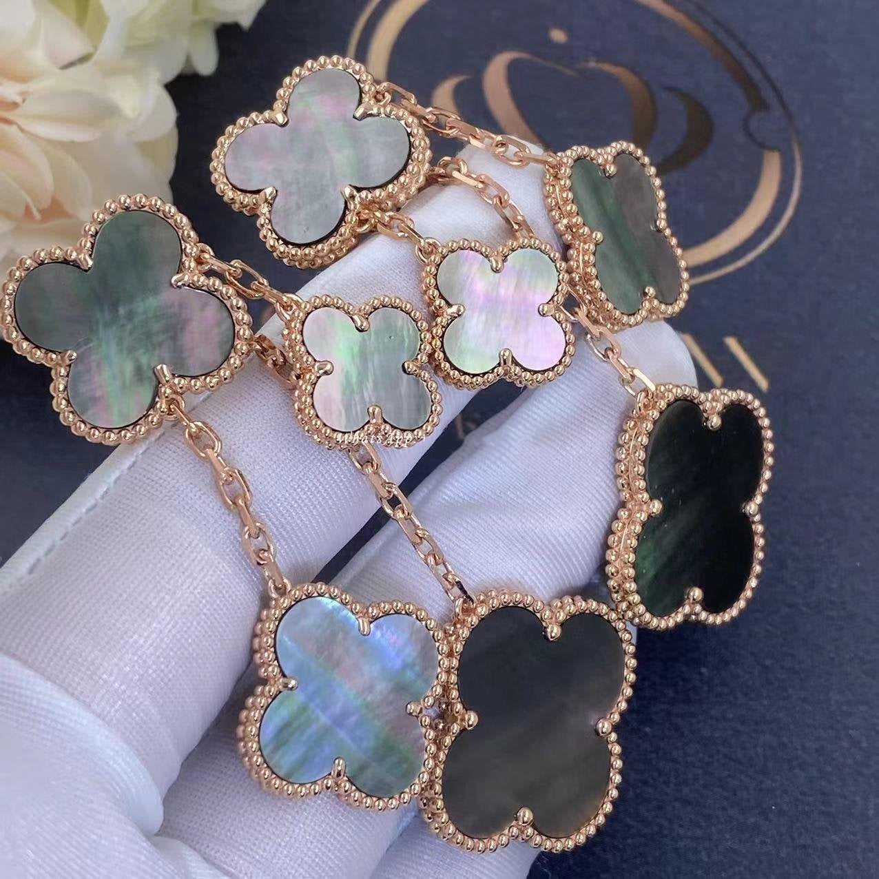 [Windsor Jewelry]CLOVER EARRINGS DARK MOP 4 MOTIFS ROSE GOLD