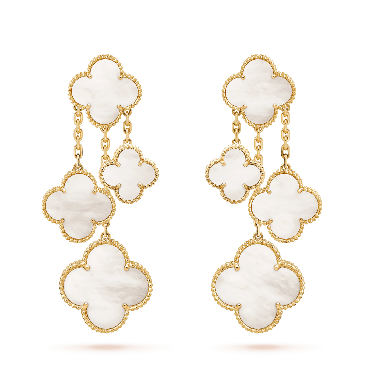 [Windsor Jewelry]CLOVER EARRINGS WHITE MOP 4 MOTIFS GOLD