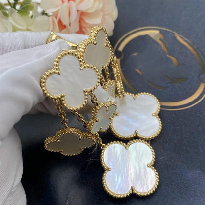 [Windsor Jewelry]CLOVER EARRINGS WHITE MOP 4 MOTIFS GOLD
