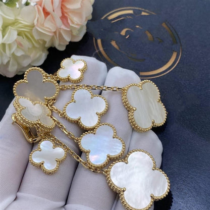 [Windsor Jewelry]CLOVER EARRINGS WHITE MOP 4 MOTIFS GOLD