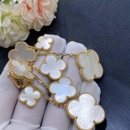 [Windsor Jewelry]CLOVER EARRINGS WHITE MOP 4 MOTIFS GOLD