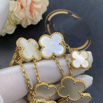 [Windsor Jewelry]CLOVER EARRINGS WHITE MOP 4 MOTIFS GOLD