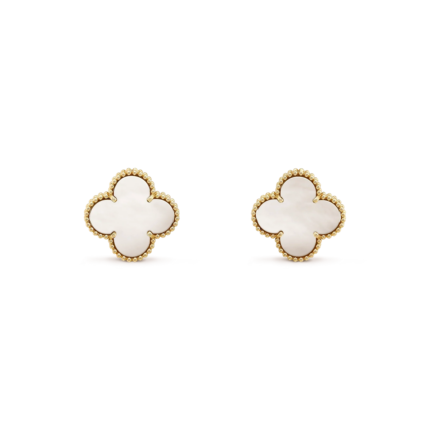 [Windsor Jewelry]CLOVER MEDIUM 1 MOTIFS  WHITE MOP STUD EARRINGS