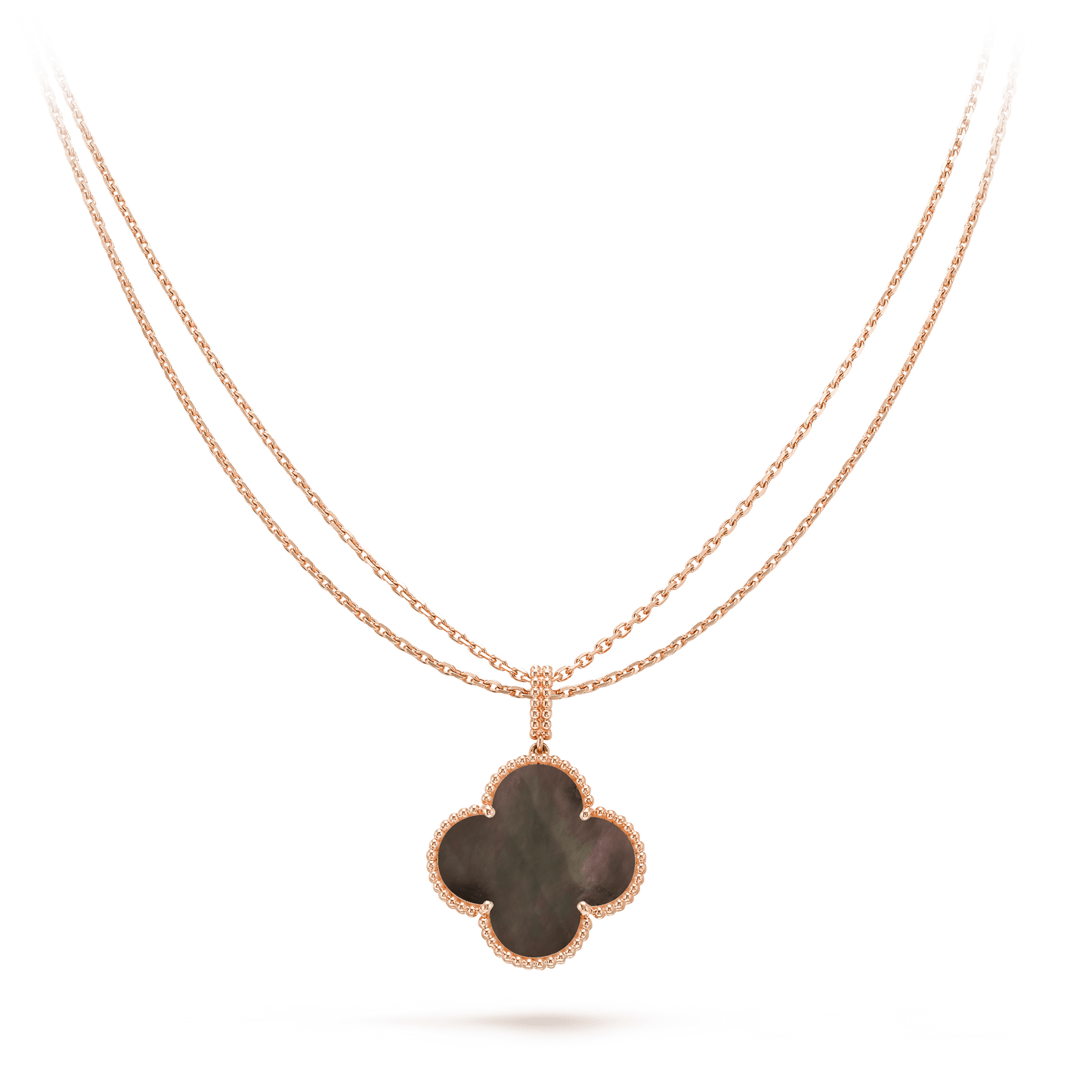 [Windsor Jewelry]CLOVER 25MM GOLD DARK MOP BIG CLOVER NECKLACE