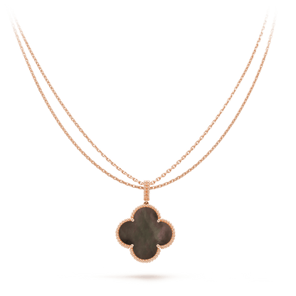 [Windsor Jewelry]CLOVER 25MM GOLD DARK MOP BIG CLOVER NECKLACE