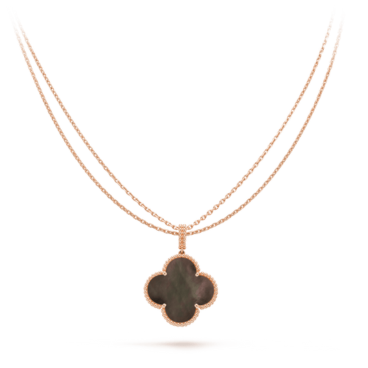 [Windsor Jewelry]CLOVER 25MM GOLD DARK MOP BIG CLOVER NECKLACE