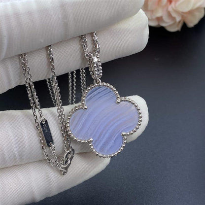 [Windsor Jewelry]CLOVER SILVER CHALCEDONY BIG CLOVER NECKLACE
